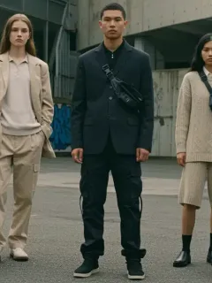 Gen Z individuals modeling diverse 2026 apparel trends in an urban environment.