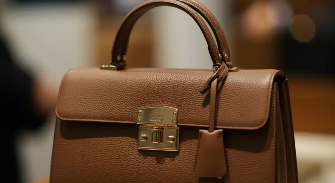 Close-up of a meticulously crafted luxury handbag, exemplifying innovative design from a US brand.