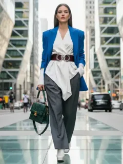 Woman with statement handbag and designer belt, embodying Accessory Overhaul 2026 fashion