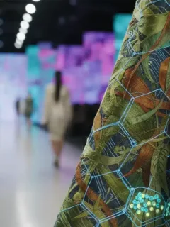 Futuristic textile with intricate patterns, symbolizing innovation.