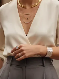 Elegant woman showcasing minimalist and bold Jewelry Trends 2026