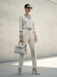 Woman in 2026 fashion with statement accessories