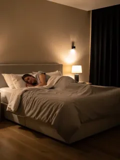 Serene bedroom at night promoting deep, restorative sleep