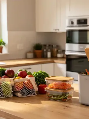 Eco-friendly kitchen with reusable items for sustainable living