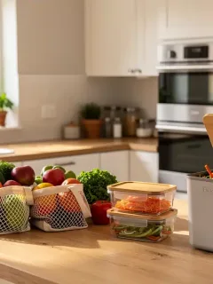 Eco-friendly kitchen with reusable items for sustainable living