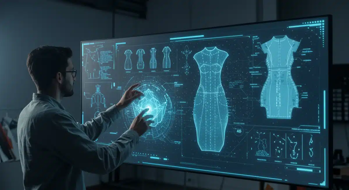 Fashion designer using AI for innovative garment pattern generation