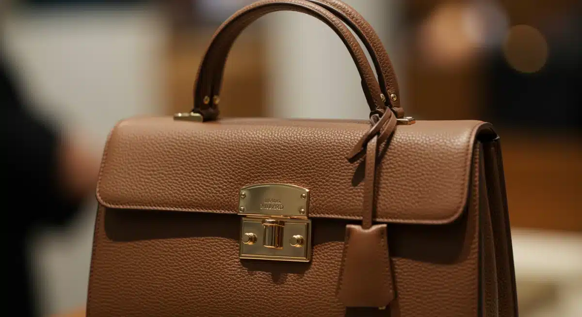 Close-up of a meticulously crafted luxury handbag, exemplifying innovative design from a US brand.
