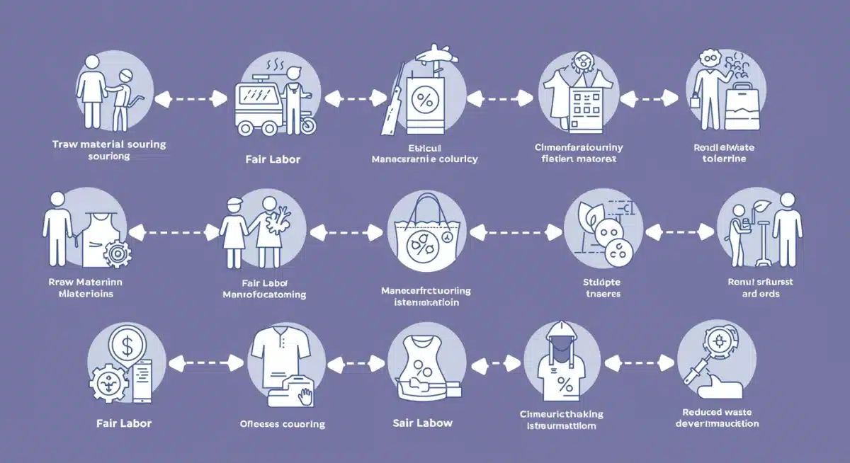 Infographic showing transparent fashion supply chain steps.