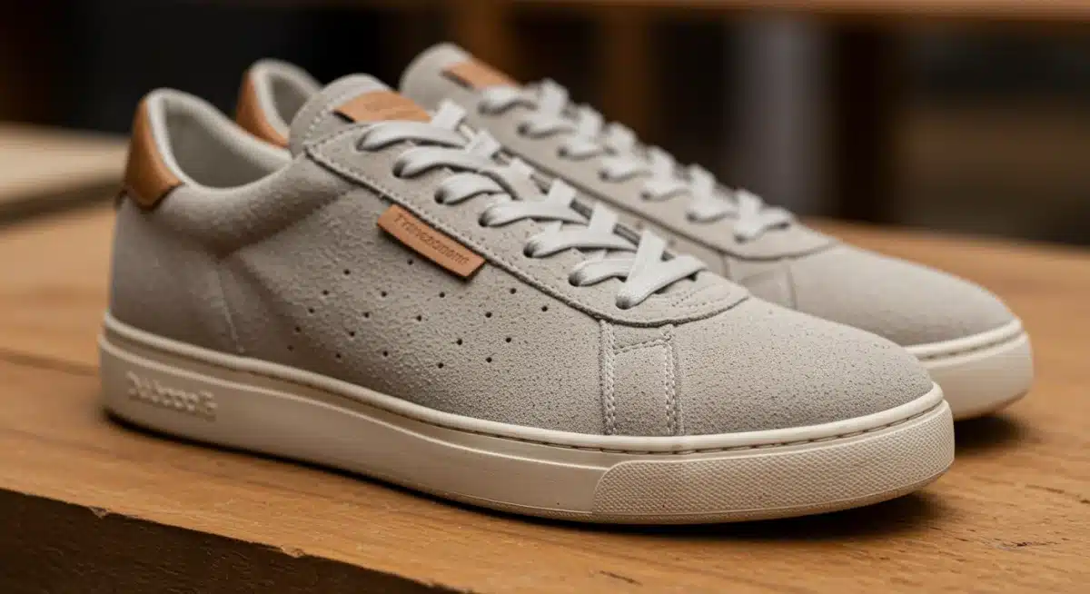 Minimalist sustainable sneakers, representing eco-friendly footwear trends.