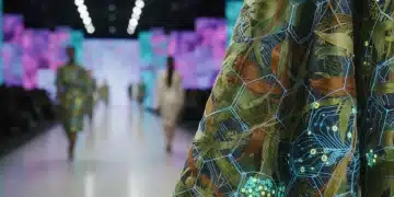 Futuristic textile with intricate patterns, symbolizing innovation.