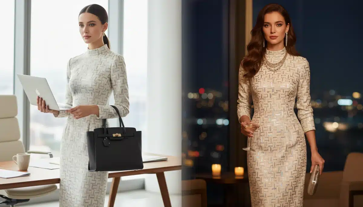 Versatile midi-dress for office and evening wear