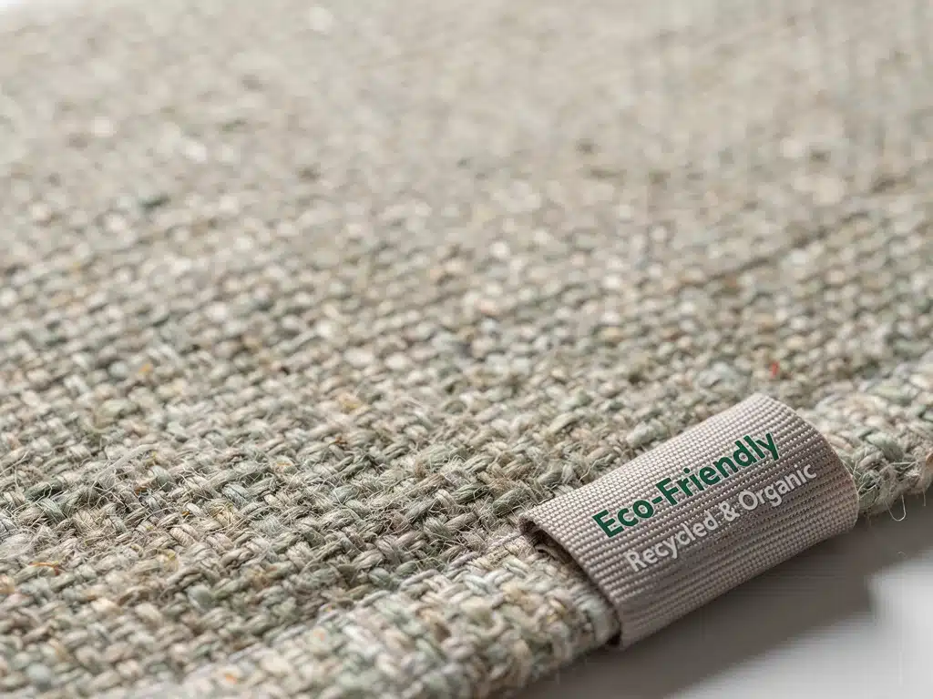 Innovative sustainable fabric close-up, showcasing eco-friendly textile technology