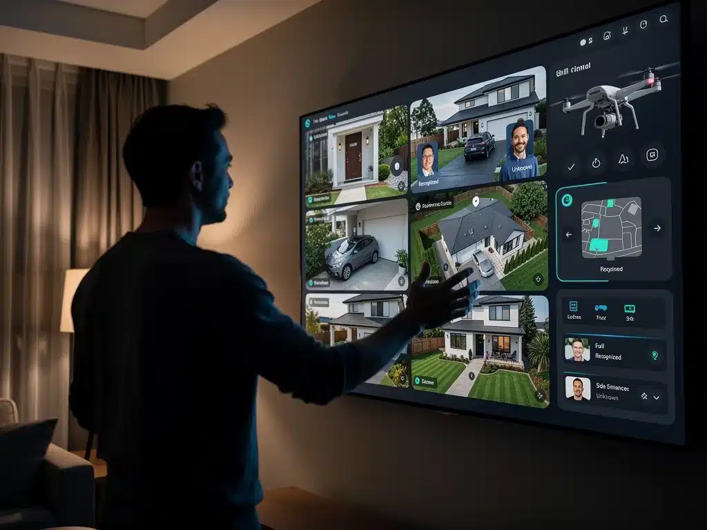 Advanced smart home security system with facial recognition and drone view