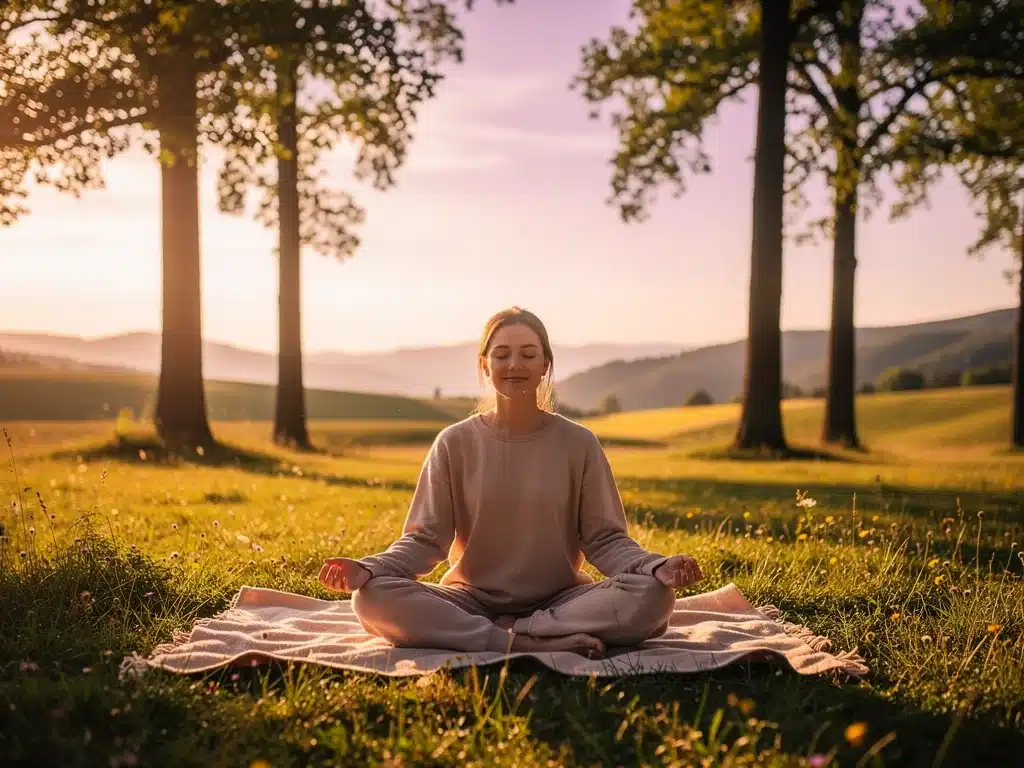 Person meditating peacefully, reflecting inner calm from strong boundaries.