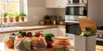 Eco-friendly kitchen with reusable items for sustainable living