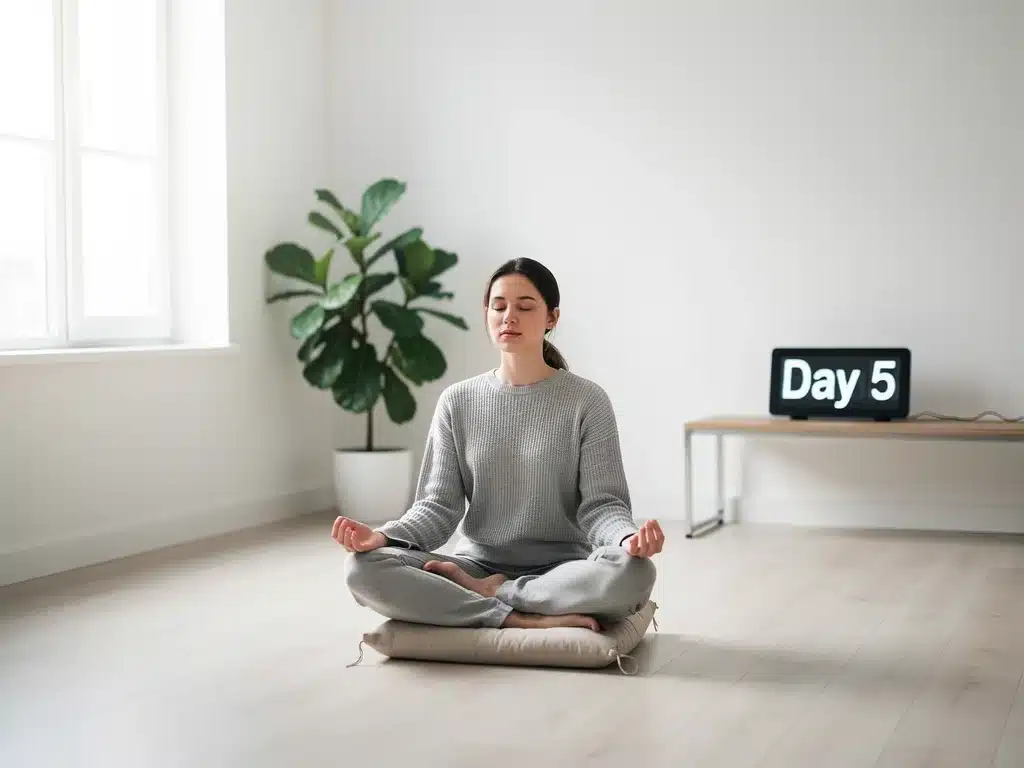 Person meditating, achieving focus during digital detox