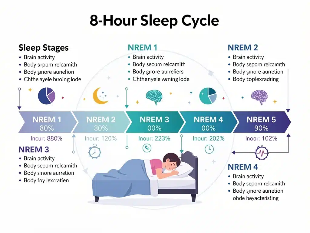 Infographic showing stages of a healthy sleep cycle